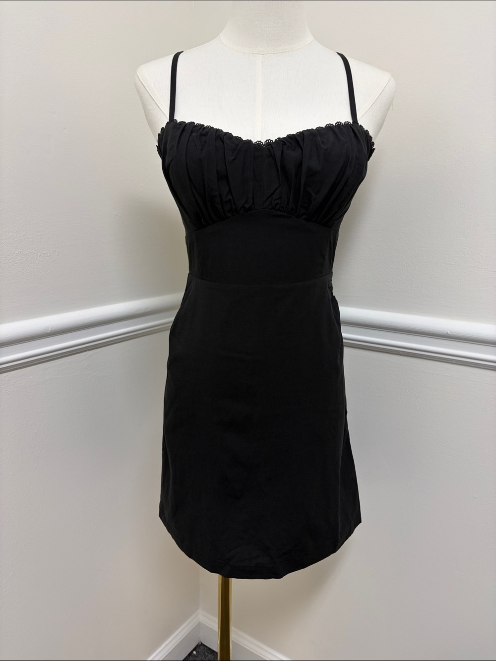 bishop + young Black Ruched Bust Mini Dress